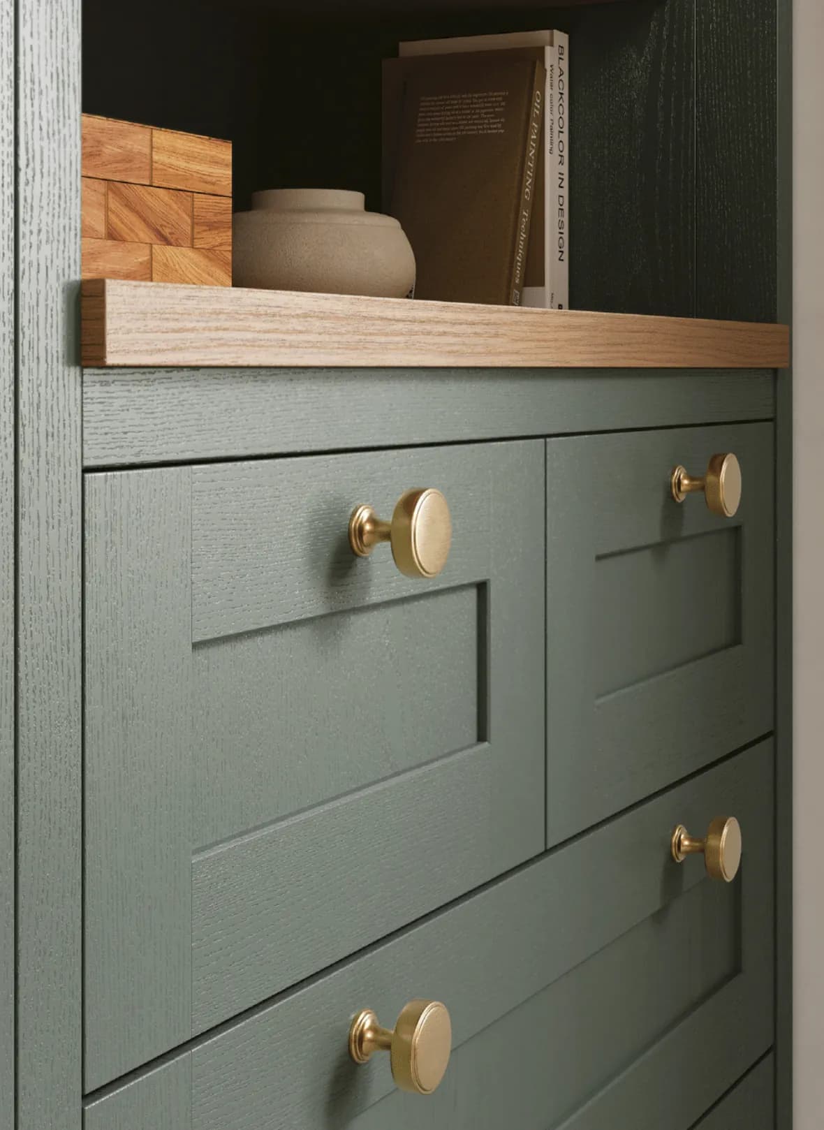 Hand-painted shaker door with solid brass hardware